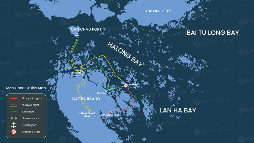 Oris Voyage Route Map - Ha Long - Lan Ha Bay 3 Days 2 Nights
